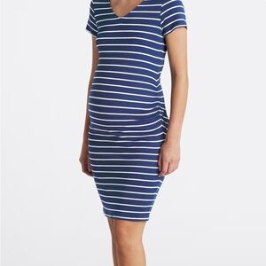 Blue Striped Maternity Dress